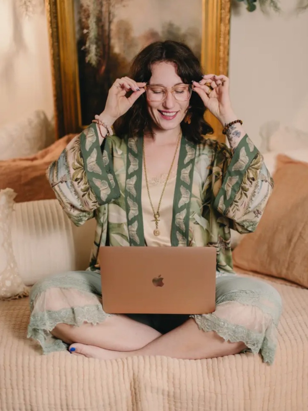 Fleur De Soleil Pixie Crop Kimono w/ Florals & Butterfly - Picture 12 of 12